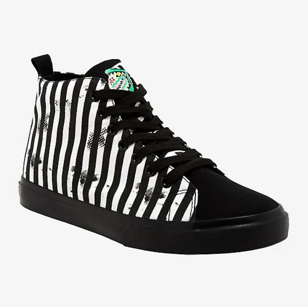 Beetlejuice Black & White Stripe Hi-Top Sneakers